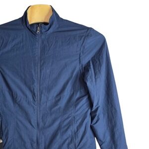 SCOTTeVEST Sterling Jacket Womens M1 Navy Blue Multi Pocket Travel Shell Coat